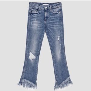 Zara Distressed Frayed Hem Jeans